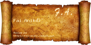 Fai Anikó névjegykártya